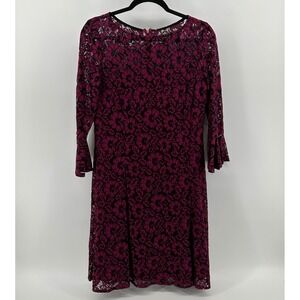 American Living Magenta Floral Lace Bell Sleeve Sheath Dress 4 Victorian Gothic